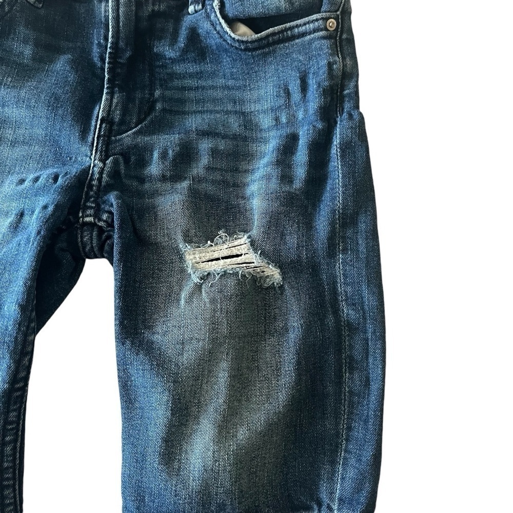 H & M super stretched distressed denim blue shorts Boys 7 pockets zipper snap - Picture 4 of 15